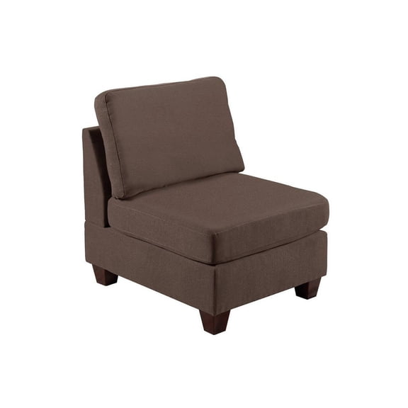Remy 32 Inch Modular Armless Sofa Chair- Soft Brown Chenille- Solid Wood