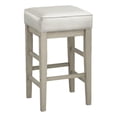 thumbnail image 1 of Vin 26 Inch Counter Height Stool- White Faux Leather Seat- Wood- Set of 2, 1 of 6