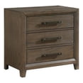 thumbnail image 1 of Wyn 27 Inch Nightstand- 3 Drawers- Nickel Handles- Brushed Walnut Brown, 1 of 6