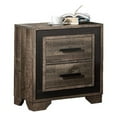 thumbnail image 1 of Nny 26 Inch Nightstand with 2 Drawers- Black Handles- Brown Wood Finish, 1 of 6