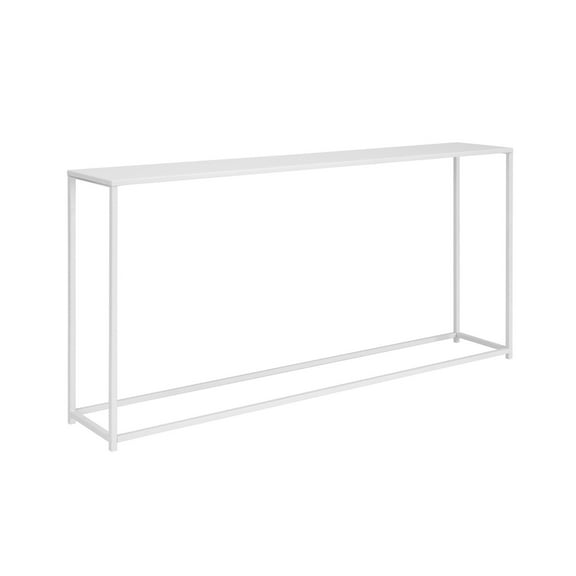 Benjara Eme 56" Console Table- Rectangular Top- White Finish Metal Frame