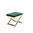 thumbnail image 1 of Sovi 24 Inch Accent Stool Ottoman Bench, Plush Green Velvet, Gold X Base, 1 of 5