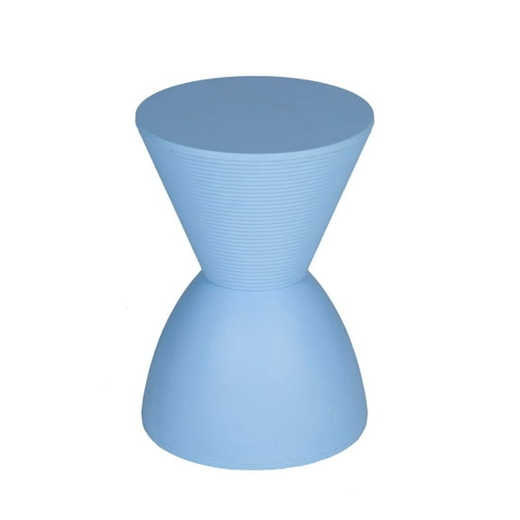 Benjara Hillary 17" Side Table- Indoor Outdoor- Hourglass Shape- Blue Finish