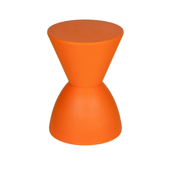 Benjara Hillary 17" Side Table- Indoor Outdoor- Hourglass Shape- Orange Finish