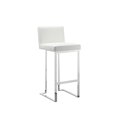 thumbnail image 1 of Benjara Boly 30 Inch Barstool Chair, White Faux Leather, Cushions, Chrome Steel, 1 of 5