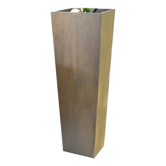 Benjara Jo 48" Tall Flower Pot Planter- Hidden Indented Box- Dark Brown Veneer