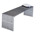 thumbnail image 1 of Benjara Niki 55" Metal Bench- Slatted- Rectangular Shape- Brushed Silver Steel, 1 of 6