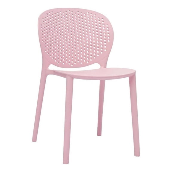 Gyna 14 Inch Kids Side Chair- Round Dotted Backrest- Set of 4- Armless- Pink
