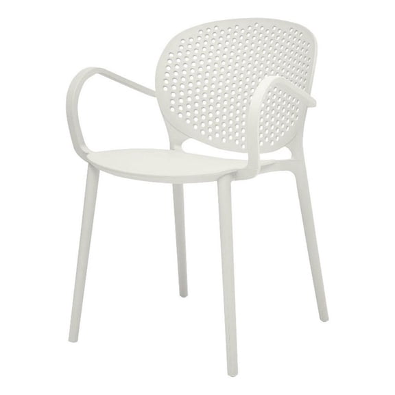 Benjara Feni 22" Side Dining Armchair Set of 4- Indoor Outdoor- White Finish