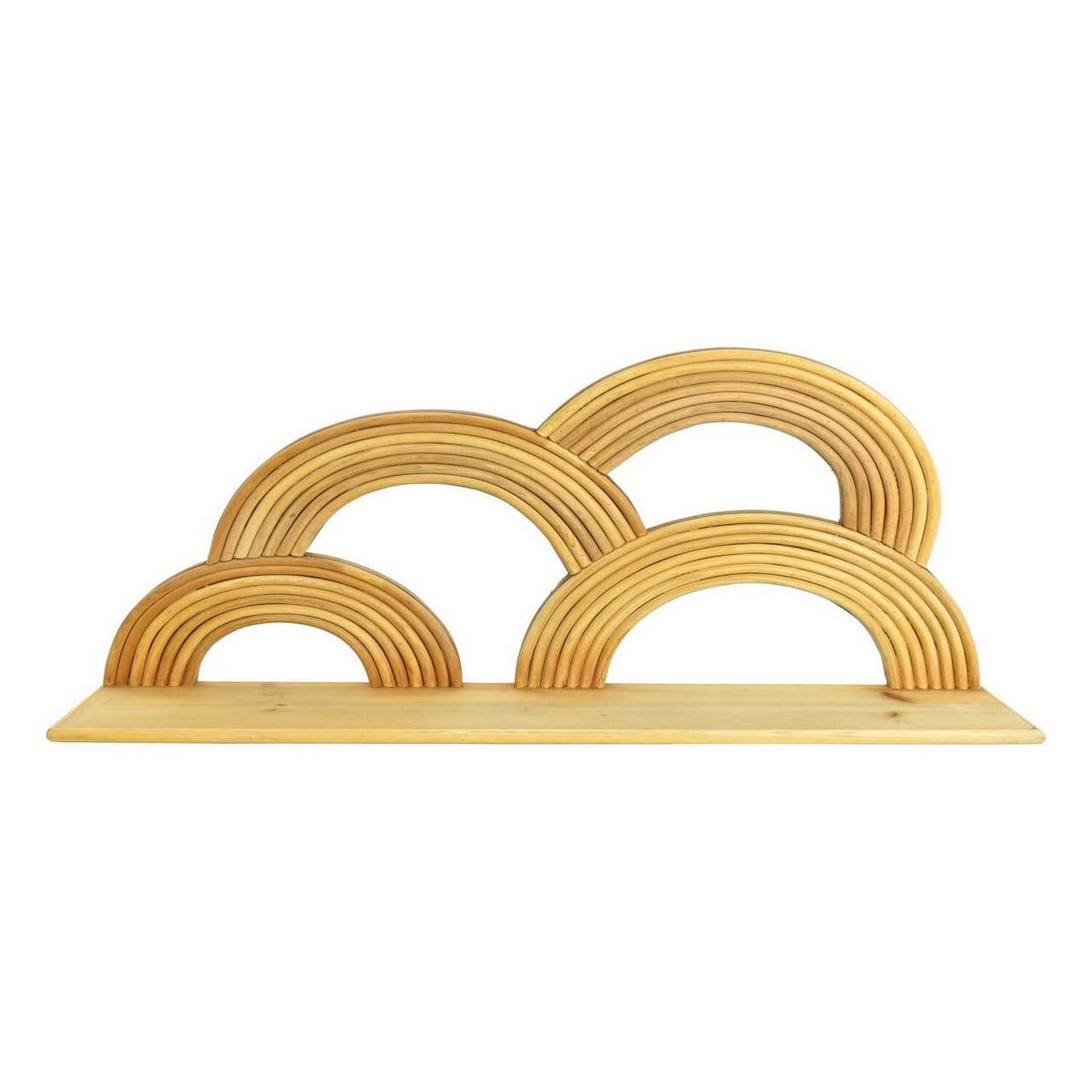 Dadi Natural Wood Semi Circle Wall Shelf with 4 Layers