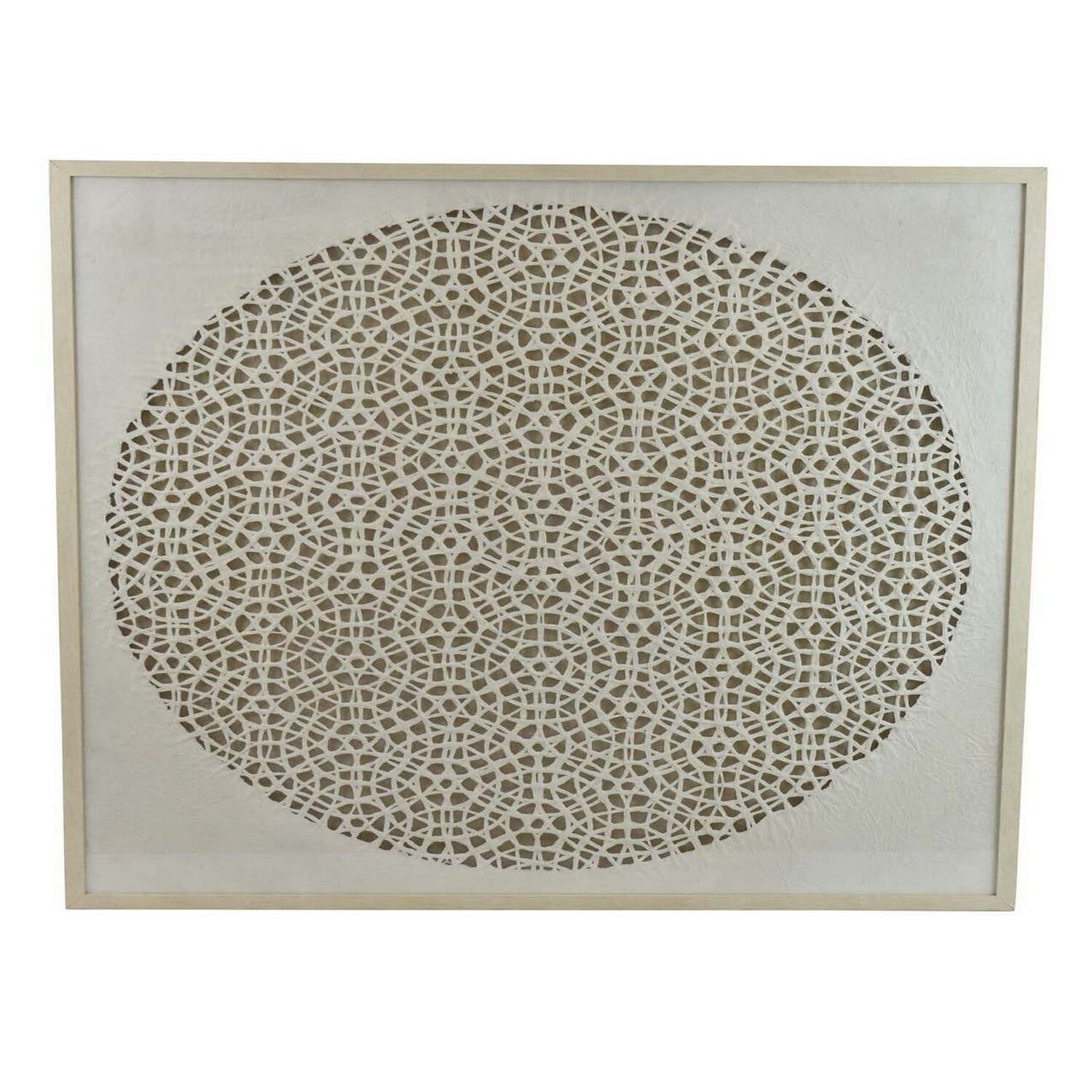 White Carved Cutout Design Framed Canvas Painting