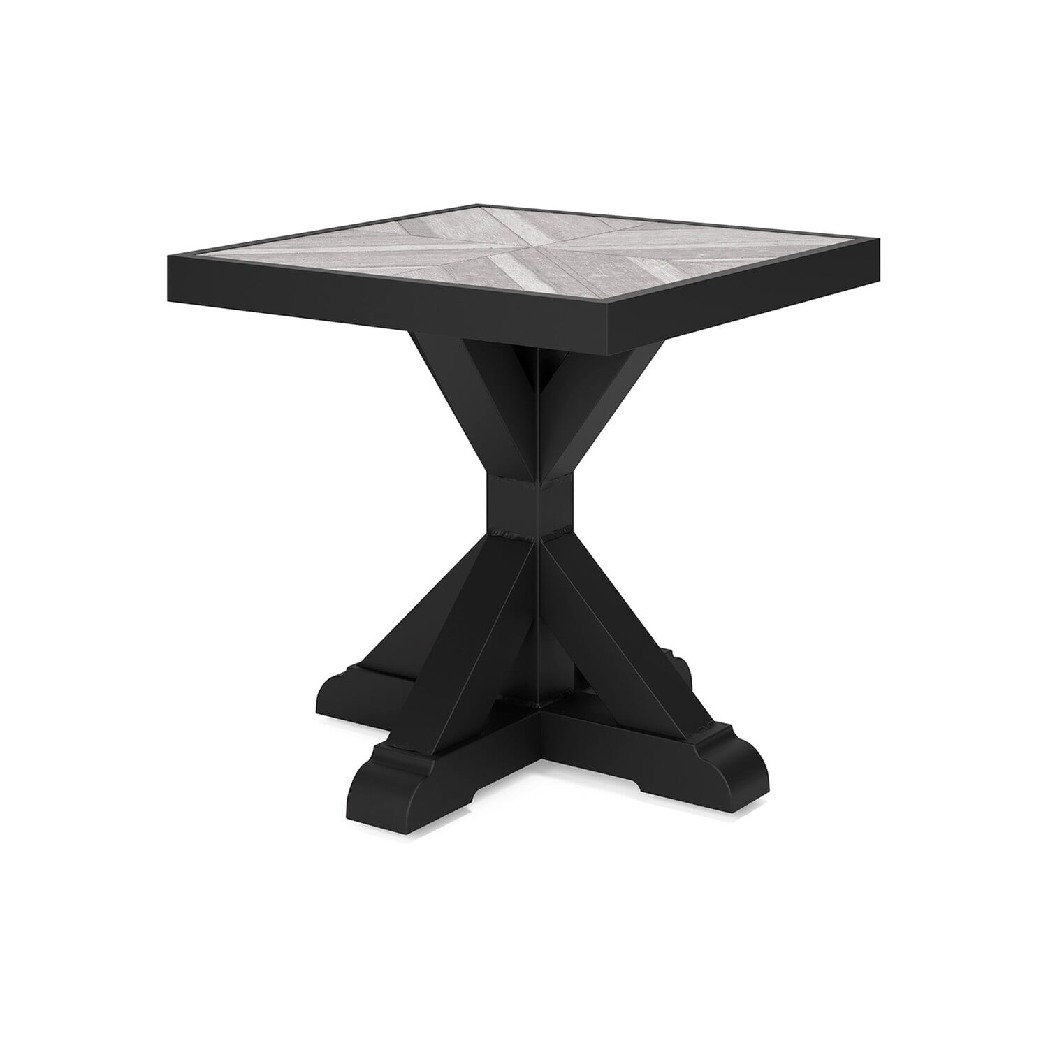 Beachcroft Black and Gray Square Outdoor End Table