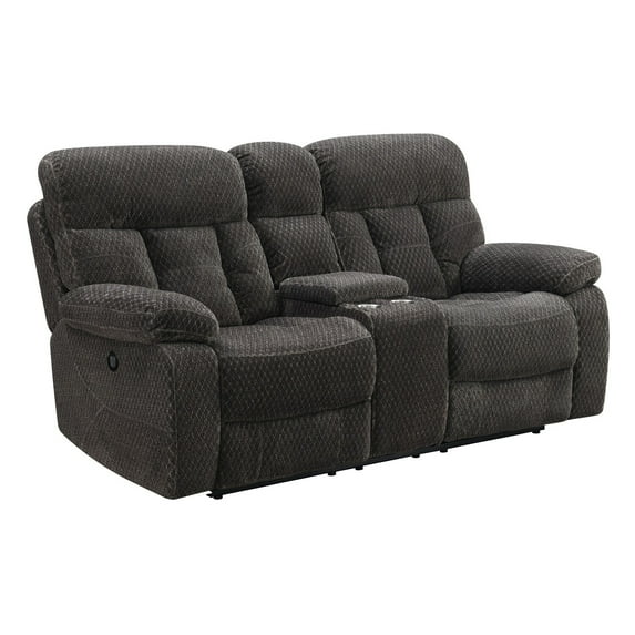 Benjara Charl 78 Inch Power Recliner Loveseat, Cupholder Console USB, Charcoal Gray-Color:Charcoal GrayMaterial