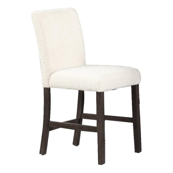 Benjara Ghy 25" Dining Side Chair Set of 2- White Textured Upholstery- Brown