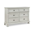 thumbnail image 1 of Lea 54 Inch Wide Dresser Chest, 6 Gliding Drawers, Wooden Bun Feet, White, 1 of 6