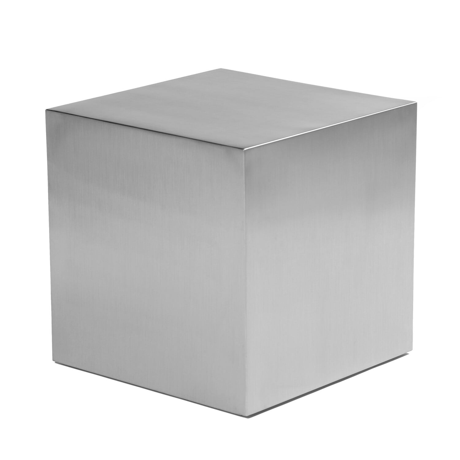 Benjara Brioni 20 Inch Tall Side End Table, Square Top, Brushed Silver Metal Frame