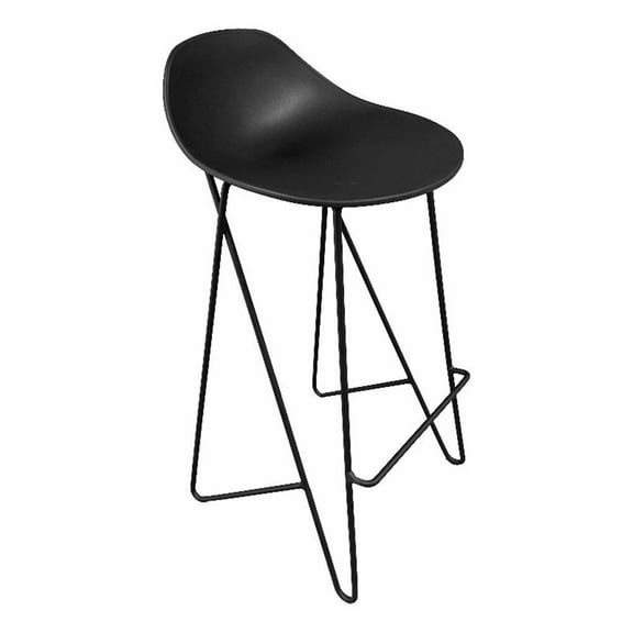 Bert 30 Inch Barstool Chair Set of 2- Low Back- Geometric Black Metal