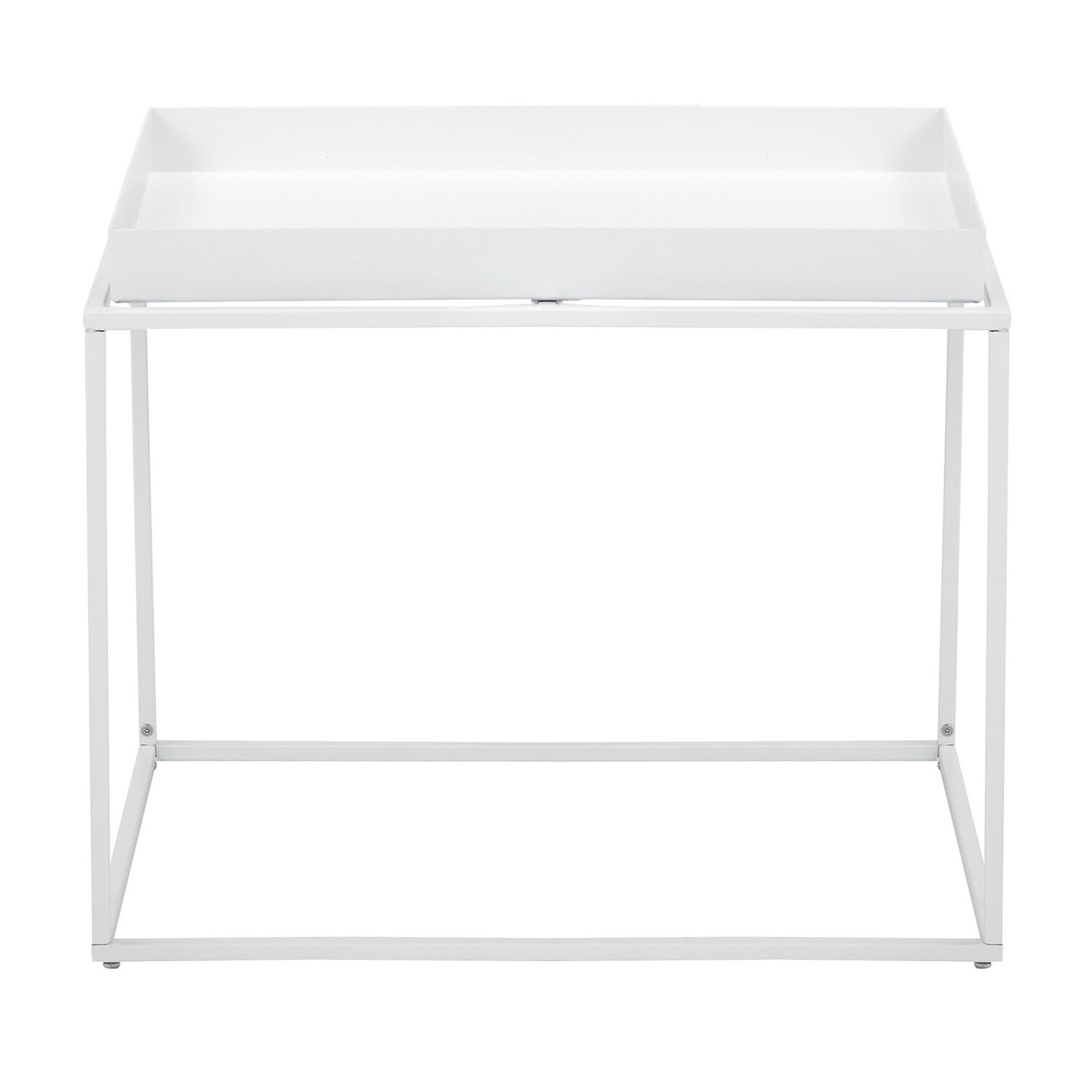 24" White Powder Coated Metal Tray Top End Table