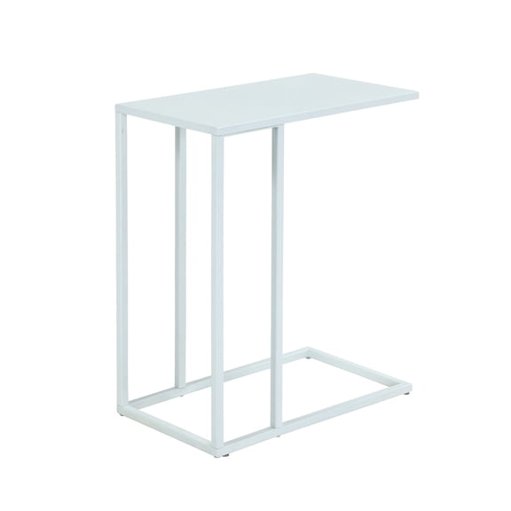 Benjara Eme 23" Side End Table- Rectangular Tray Top- Modern White Metal Frame