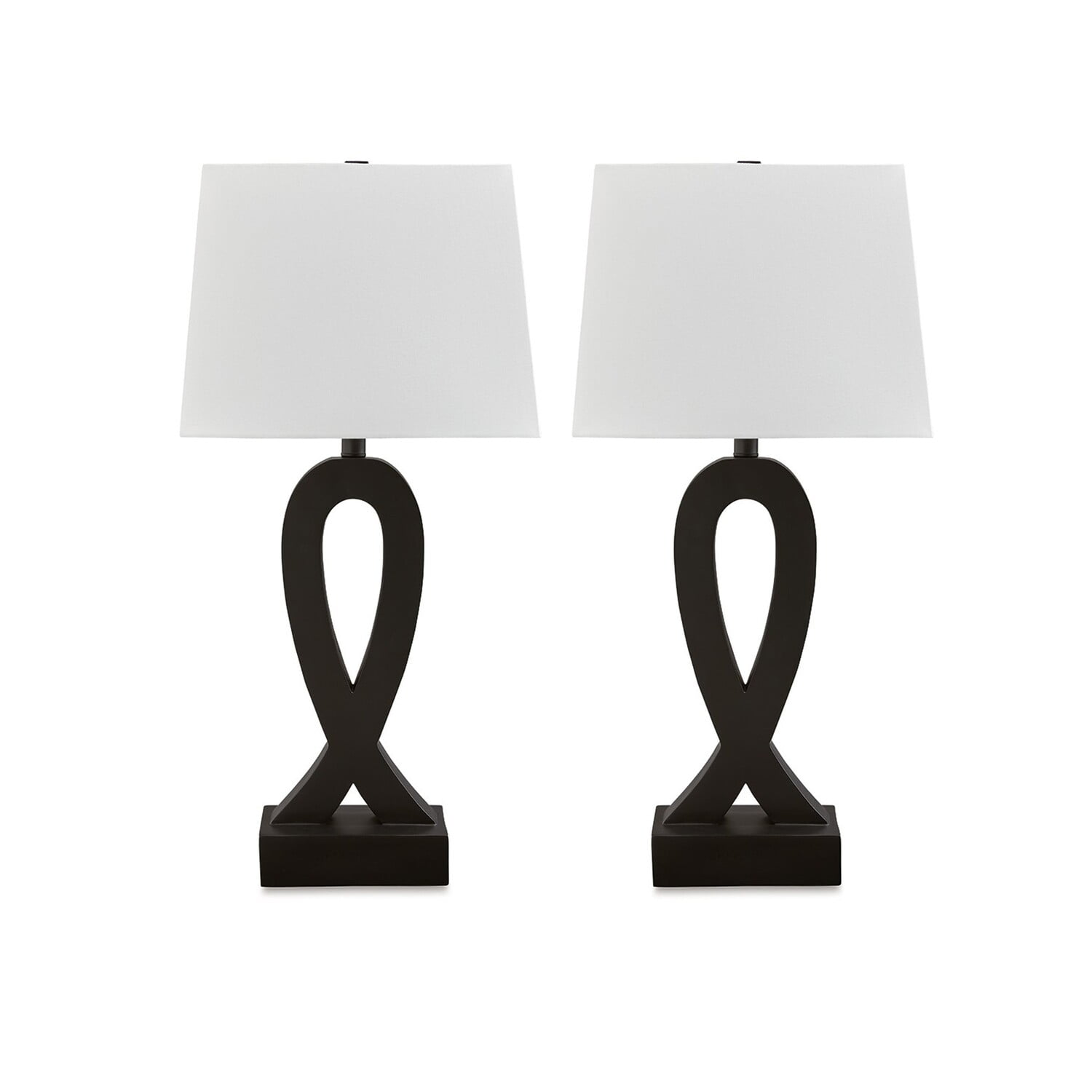29 Inch Black Sculptural Table Lamp Set with Empire Shade