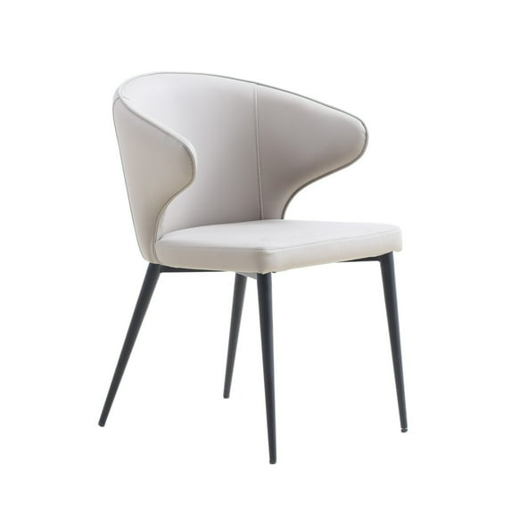 Benjara Cid Julie 22 Inch Side Dining Chair Set of 2, Beige Faux Leather, Iron Legs
