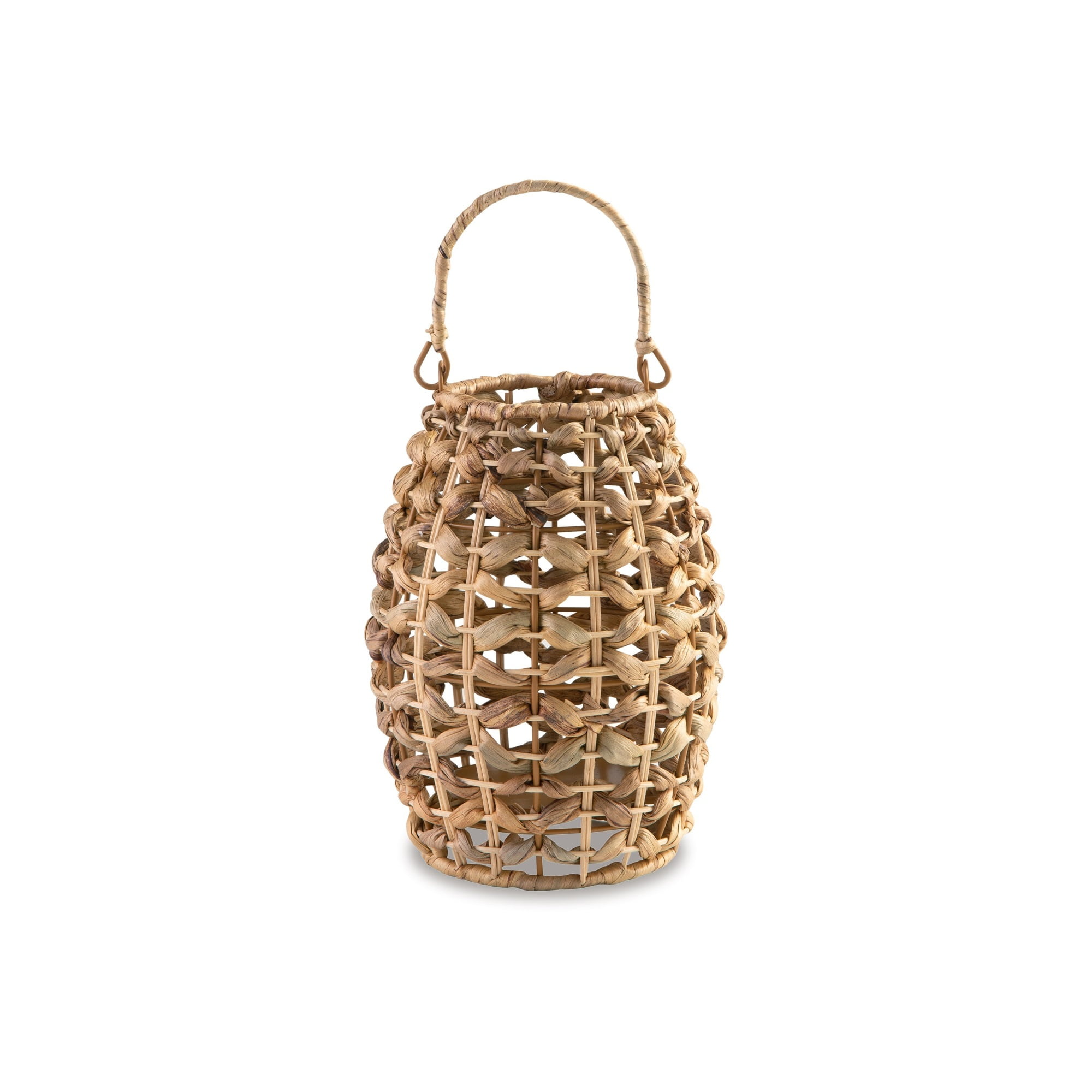 Brown Rattan Woven Hanging Candle Lantern, 13.25" Height