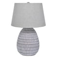 thumbnail image 1 of Gyen 29 Inch Table Lamp, Antique White Pattern Pot Base, Gray Empire Shade, 1 of 8