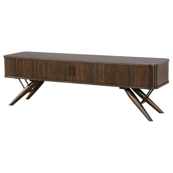 Simi TV Media Entertainment Console, Rectangular 71 Inch, Walnut Brown Wood