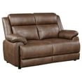 thumbnail image 1 of Ellen Loveseat, Brown Faux Leather, Foam Cushions, Pillow Top Arms, 63 Inch, 1 of 2