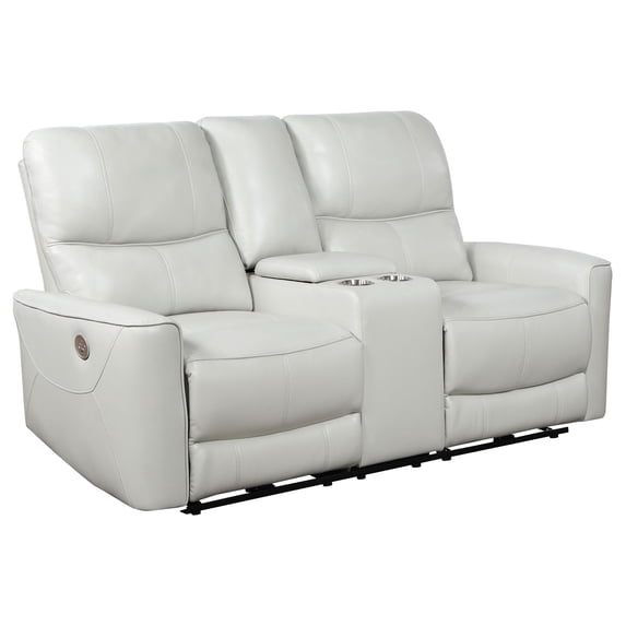 Lima Power Recliner Loveseat, Ivory Faux Leather, USB Port, Foam, 72 Inch