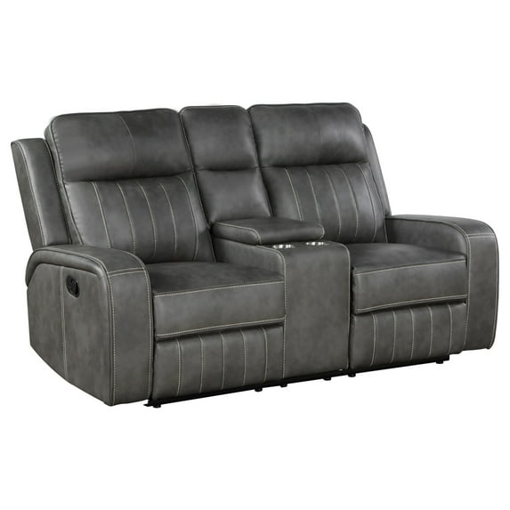 Josen Manual Recliner Loveseat, Gray Faux Leather, Foam Cushions, 71 Inch
