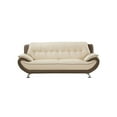 thumbnail image 1 of Diana 83 Inch Sofa, 2 Tone Brown Cream Genuine Leather, Pillow Arms, Chrome, 1 of 2