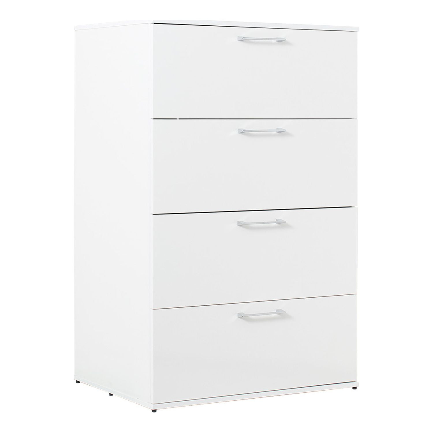 Glossy White Tall Dresser Chest with 4 Storage Drawers