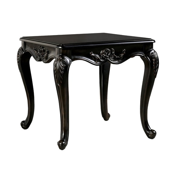 Roche Side End Table- 29 Inch- Classic Cabriole Legs- Dark Brown Solid Wood