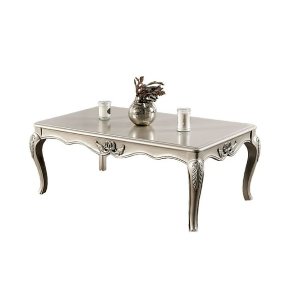Roche Coffee Table- 53 Inch- Classical Cabriole Legs- Champagne Gold Wood