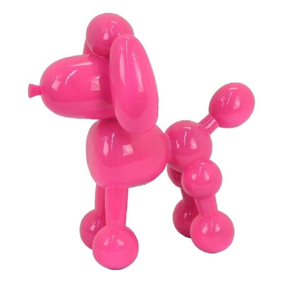 Benjara Balloon Dog Accent Decor- Bright Pink Resin- Intricate Details 12 Inch