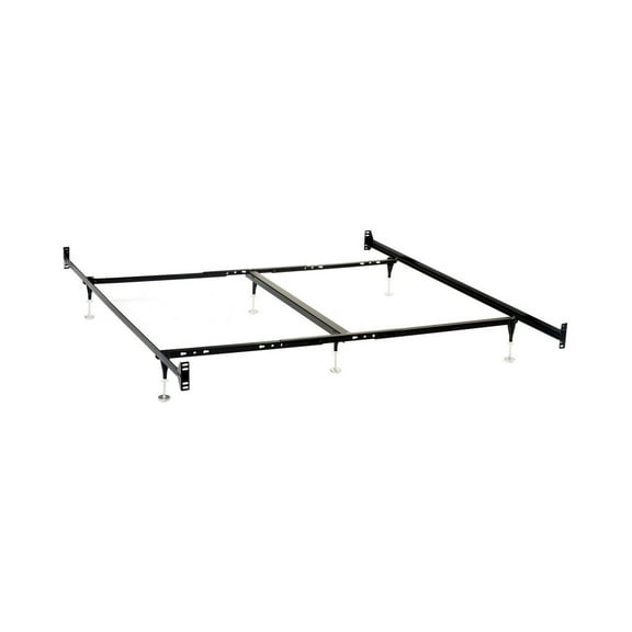 Benjara Bed Frame, Queen or King, 6 Metal Legs with Adjustable Glides, Matte Black