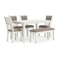thumbnail image 1 of Berg 6pc Dining Table Set, Gray White Wood, 4 Chairs and 1 Bench, 1 of 3