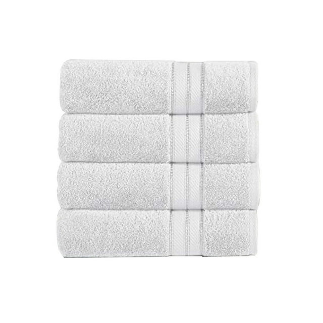 Bergamo 4 Piece Spun loft Towels with Stripes and Twill Weave The Urban Port, White - Saltoro Sherpi