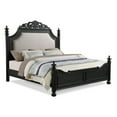thumbnail image 1 of Benjara Berry King Size Bed, Scrolled Headboard, Cream Upholstery, Black Wood, 1 of 5