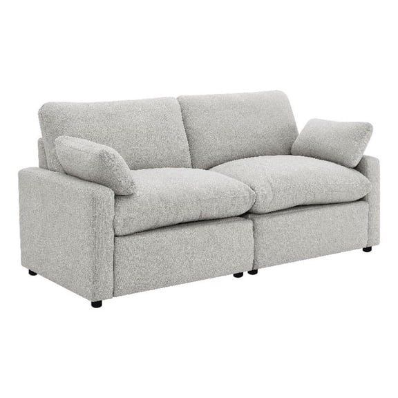 Benjara Biny Modular Power Reclining Loveseat- 2 Pillows- Light Gray- 86"