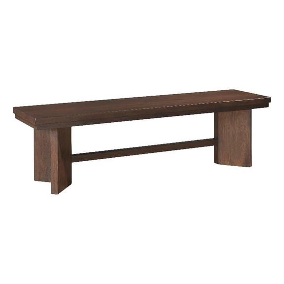 Bloi Dining Bench- X Shaped Trestle Base- 59 Inch- Brown Wood Frame