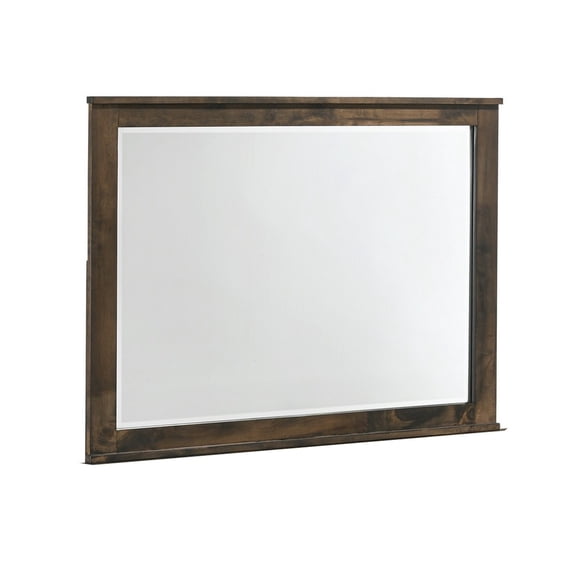 Benjara Bora 34 x 46 Dresser Mirror, Square, Solid Reclaimed Wood, Rustic Gray