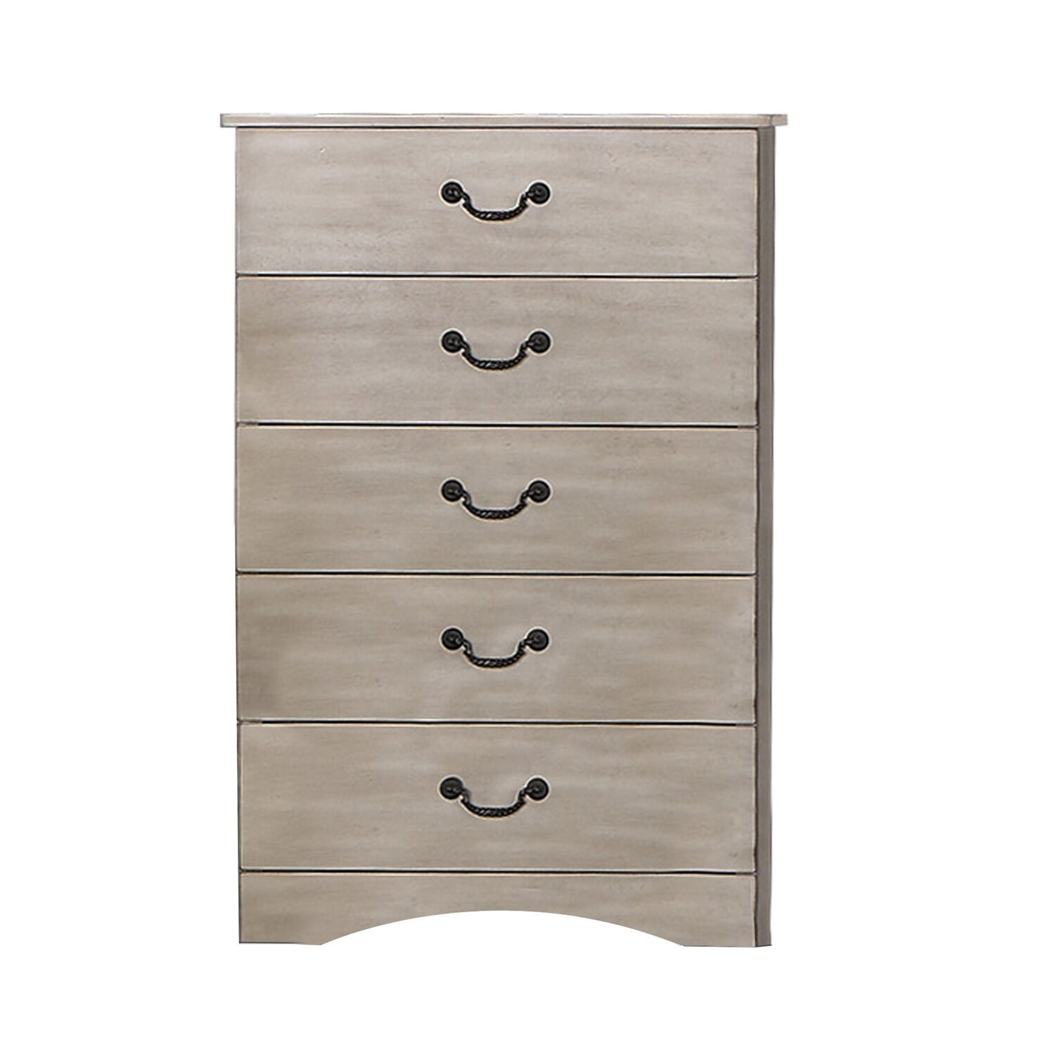Benjara Bran 48 Inch 5 Drawer Tall Dresser Chest, Pine Wood, Scalloped ...