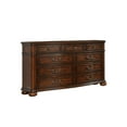 thumbnail image 1 of Benjara , Brown Traditional Nine Drawer Wooden Dresser with Bun Feet Support, 1 of 3