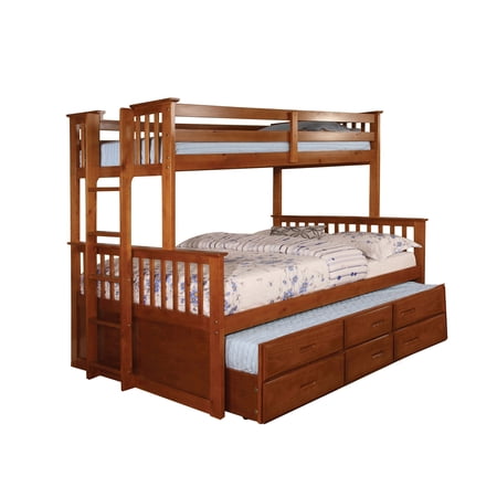 Bunk Bed with Attached Side Ladder, Brown