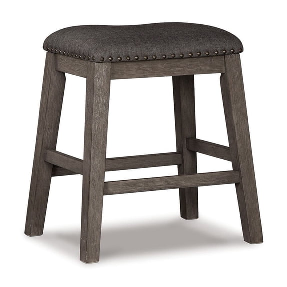 Caity Counter Height Stool Set of 2, Gray Wood Frame, Cushioned Seat