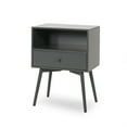 thumbnail image 1 of Cale Side Table, 1 Drawer 1 Shelf, 18 Inch Rectangular, Gray Wood, 1 of 5