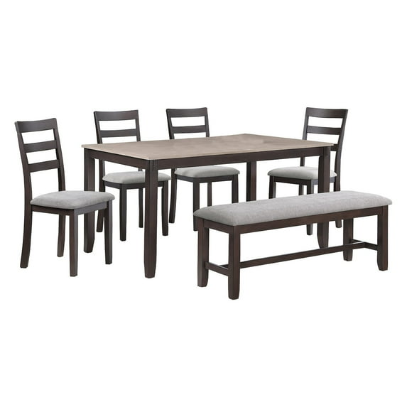 Benjara Cameron 5 Piece Dining Table and Chairs Set, Transitional Brown Wood