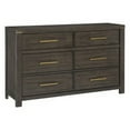 thumbnail image 1 of Benjara Carie 65 Inch Dresser, 6 Drawers, Gold Accent Handles, Brown Gray Wood, 1 of 6